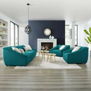 Comprise 5-Piece Living Room Set in Teal