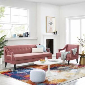 Concur Living Room Set Performance Velvet Set of 2 in Dusty Rose