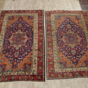 Consigned, Set of 2 Medallion Handmade Tabriz Living Room Area Rugs, B