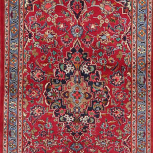 Consigned, Traditional Hand Knotted Living Room Vintage Area Rug, Red,