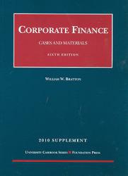 Corporate Finance: Cases and Materials -10 Supplement