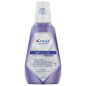 Crest 3D White Brilliance Alcohol Free Whitening Mouthwash Clean Mint - 33.8 fl oz
