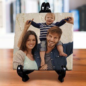 Custom Tumbled Stone Photo Plaque