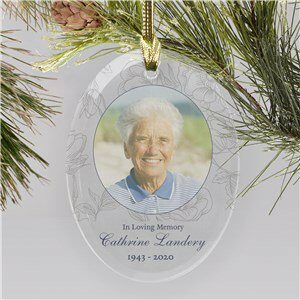 Customized Floral Photo Memorial Ornament For Mom