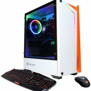 CyberPowerPC Gamer Xtreme Liquid Cool White/Orange Gaming Desktop Intel i7-10700K 16GB RAM 2TB SATA + 500GB SSD, NVIDIA GeForce GTX 1660 Super