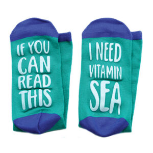 DEI Socks - Teal & Blue 'I Need Vitamin Sea' Crew Socks - Adult