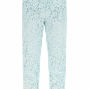 DOLCE & GABBANA CORDONETTO LACE TROUSERS 40 Light blue Cotton