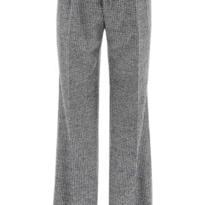 DOLCE & GABBANA HOUNDSTOOTH TROUSERS 48 Grey, Black Wool