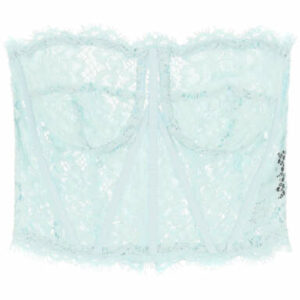 DOLCE & GABBANA LACE BUSTIER TOP 40 Light blue, Green Cotton