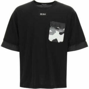 DOLCE & GABBANA T-SHIRT WITH NYLON INSERTS S Black, Grey Cotton