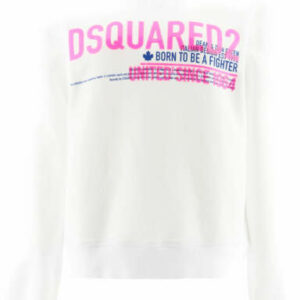 DSQUARED2 NEON LOGO SWEATSHIRT XS White, Fuchsia Cotton