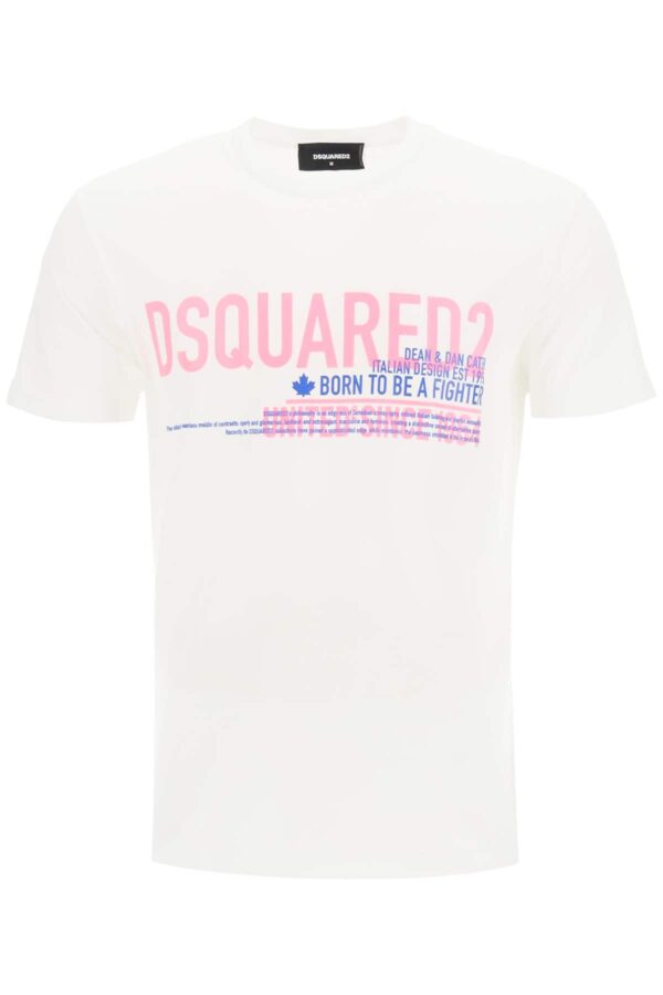DSQUARED2 T-SHIRT WITH UNITED SINCE '64 PRINT S White, Pink, Blue Cotton