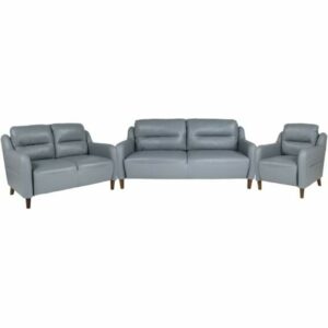 Delacora FF-BT-S8372A-SET-GG Newton Hill Three Piece Leather Upholstered Living Room Set Gray Indoor Furniture Sets Living Room