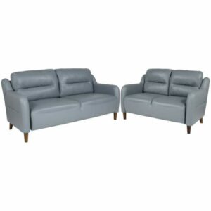 Delacora FF-BT-S8372A-SFLS-GG Newton Hill Two Piece Leather Upholstered Living Room Set Gray Indoor Furniture Sets Living Room