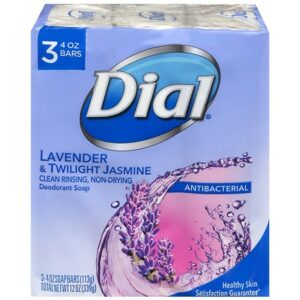 Dial Antibacterial Deodorant Bar Soap Lavender & Twilight Jasmine - 4.0 oz x 3 pack