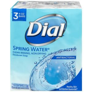 Dial Antibacterial Deodorant Bar Soap Spring Water, Spring Water - 4.0 oz x 3 pack