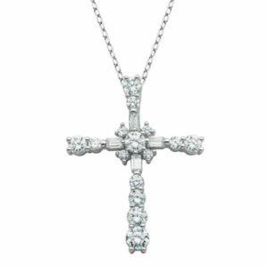 DiamonArt Cubic Zirconia Sterling Silver Cross Pendant Necklace, One Size