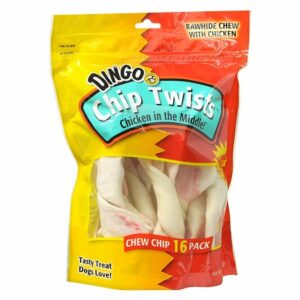 Dingo Chip Twists Rawhide Chew Chips 16 Pack Chicken - 9.59 Ounces