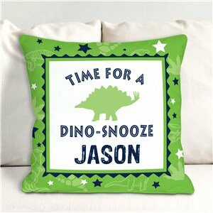 Dino-Snooze Personalized Kid's Throw Pillow