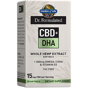 Dr. Formulated CBD+ DHA Whole Hemp Extract with Omega-3 DHA & Vitamin D3 - 15 MG CBD Per Serving (30 Softgels)