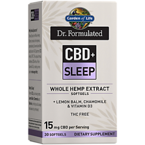 Dr. Formulated CBD+ Sleep Whole Hemp Extract with Lemon Balm, Chamomile & Vitamin D3 - 15 MG Per Serving (30 Softgels)