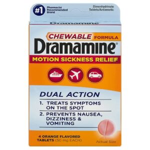 Dramamine Motion Sickness Relief Chewable Tablets Orange - 4.0 ea