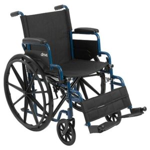 Drive Medical Blue Streak Wheelchair with Flip Back Desk Arms and Swing Away Footrest 20" Seat - 1.0 ea
