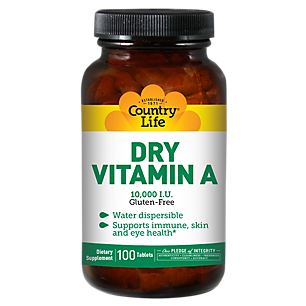 Dry Vitamin A - Supports Immune, Skin & Eye Health - 10,000 IU (100 Tablets)