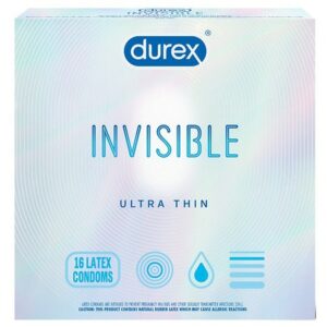 Durex Invisible Ultra Thin Natural Latex Condoms Ultra Sensitive, Lubricated - 16.0 ea
