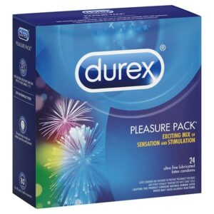 Durex Pleasure Pack Assorted Premium Lubricated Latex Condoms - 24.0 ea