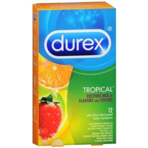 Durex Tropical Flavors Premium Lubricated Latex Condoms - 12.0 ea