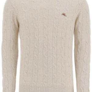 ETRO CABLE KNIT WOOL SWEATER M Beige Wool