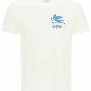 ETRO PEGASUS EMBROIDERY T-SHIRT S White, Blue Cotton