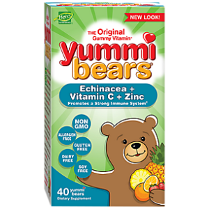 Echinaea, Vitamin C + Zinc Yummi Bears for Kids - Mixed Fruit (40 Gummies)
