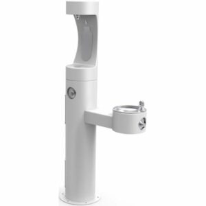 Elkay LK4420BF1UFRK EZH20 14" Floor Mounted Outdoor Bi-Level Bottle Filler Combo Station with Freeze Resistance - Vandal Resistant Bubbler White