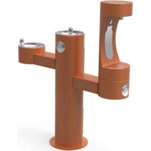 Elkay LK4430BF1L EZH20 14" Floor Mounted Outdoor Bi-Level Bottle Filler Combo Station with Freeze Resistance - Vandal Resistant Bubbler Terracotta