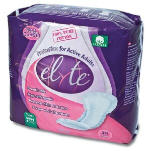 Elyte 100% Pure Cotton Bladder Control Pads-Sensitive Skin Safe - 30.0 ea