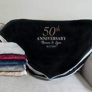 Embroidered Anniversary Sherpa Blanket