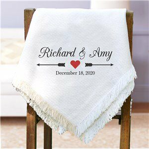 Embroidered Arrows and Heart Wedding Afghan