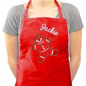 Embroidered Gingerbread Man Apron