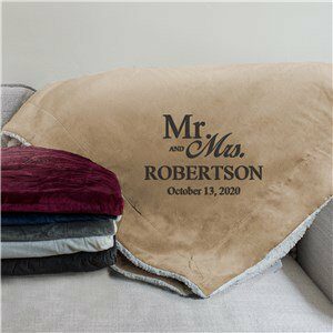 Embroidered Mr Mrs Wedding Sherpa