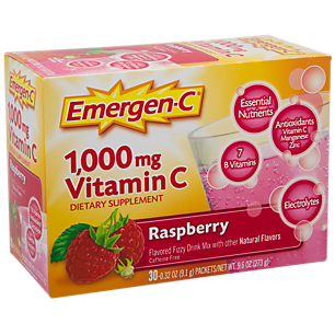 Emergen-C - 1,000 MG Vitamin C with B Vitamins & Electrolytes - Raspberry (30 Single Serving Packets)