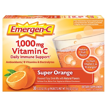 Emergen-C Daily Immune Support Drink with 1000 mg Vitamin C Super Orange - 0.32 oz x 30 pack