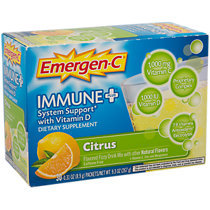 Emergen-C Immune Plus with Vitamin D - 1,000 MG Vitamin C - Citrus (30 Single Serving Packets)