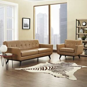 Engage 2 Piece Leather Living Room Set in Tan