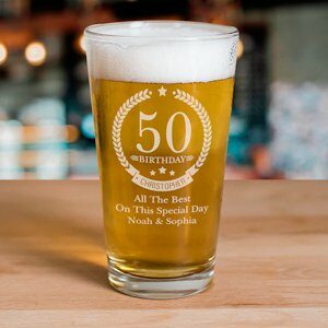 Engraved Birthday Beer Glass