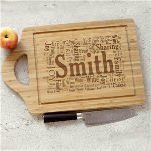 Engraved Family Sharing Word-Art Bamboo Cheese Carving Board