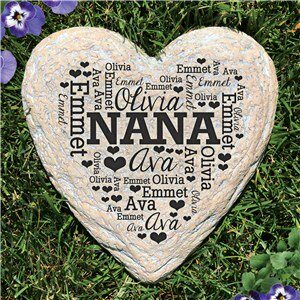 Engraved Family Word-Art Large Heart Garden Stone