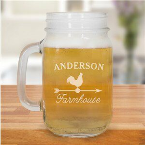 Engraved Farmhouse Mason Jar