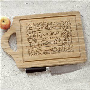 Engraved Favorite Recipes Word-Art Cutting Board